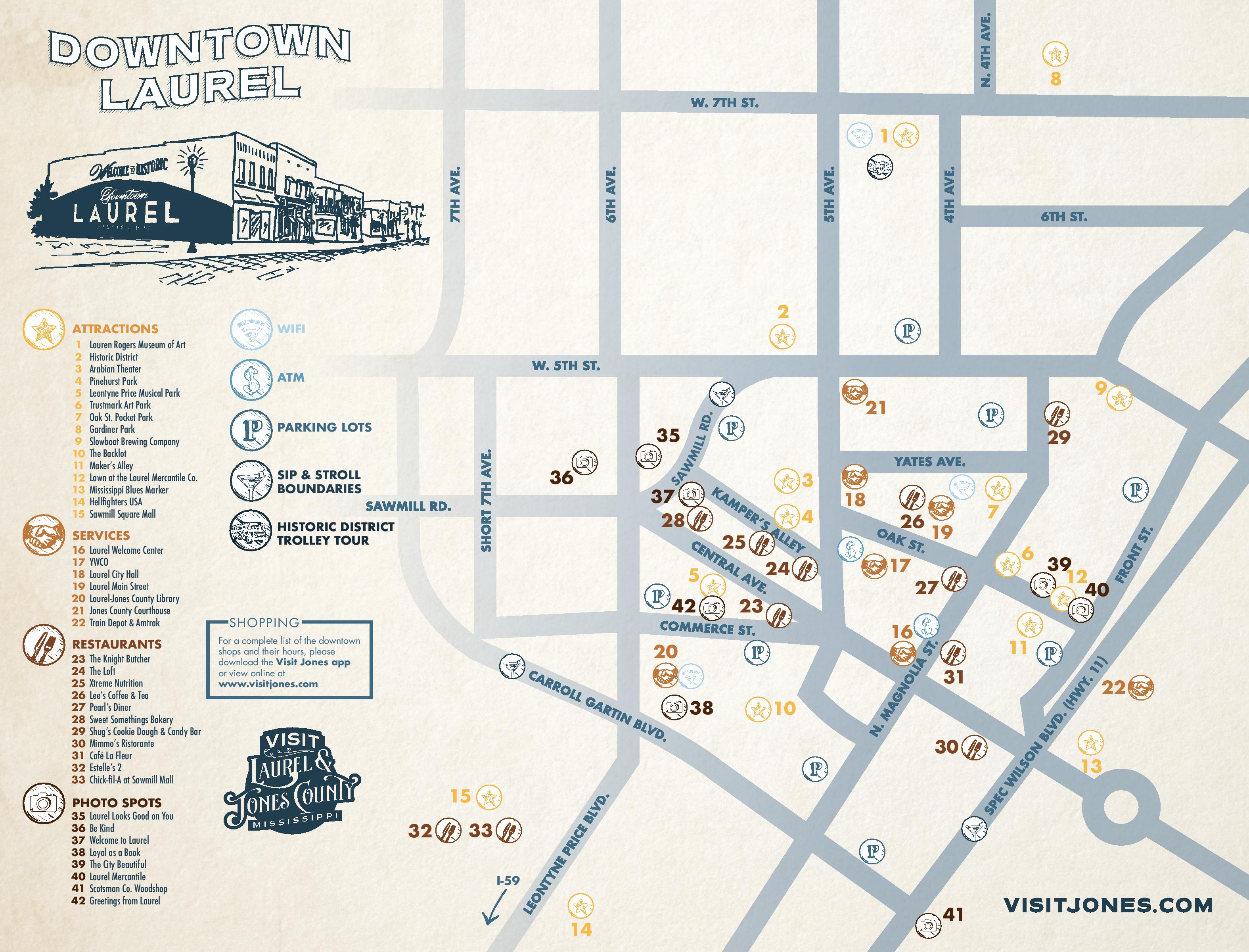 Downtown Laurel Jones County Map | VisitJones.com